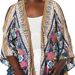 Angie Boho Floral Kimono Open Front Cardigan Duster Size Medium